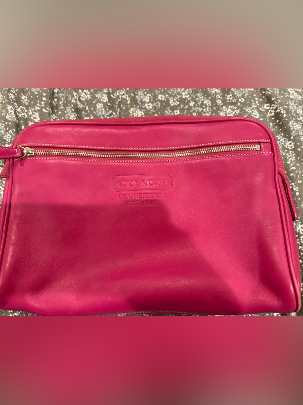 Coach Hot Pink Leather Wristlet Clutch